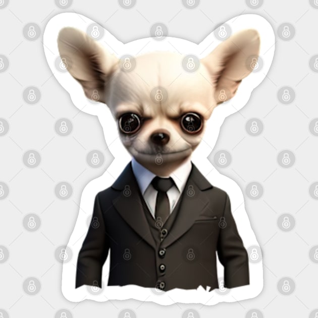 Chihuahua in suit Sticker by IDesign23